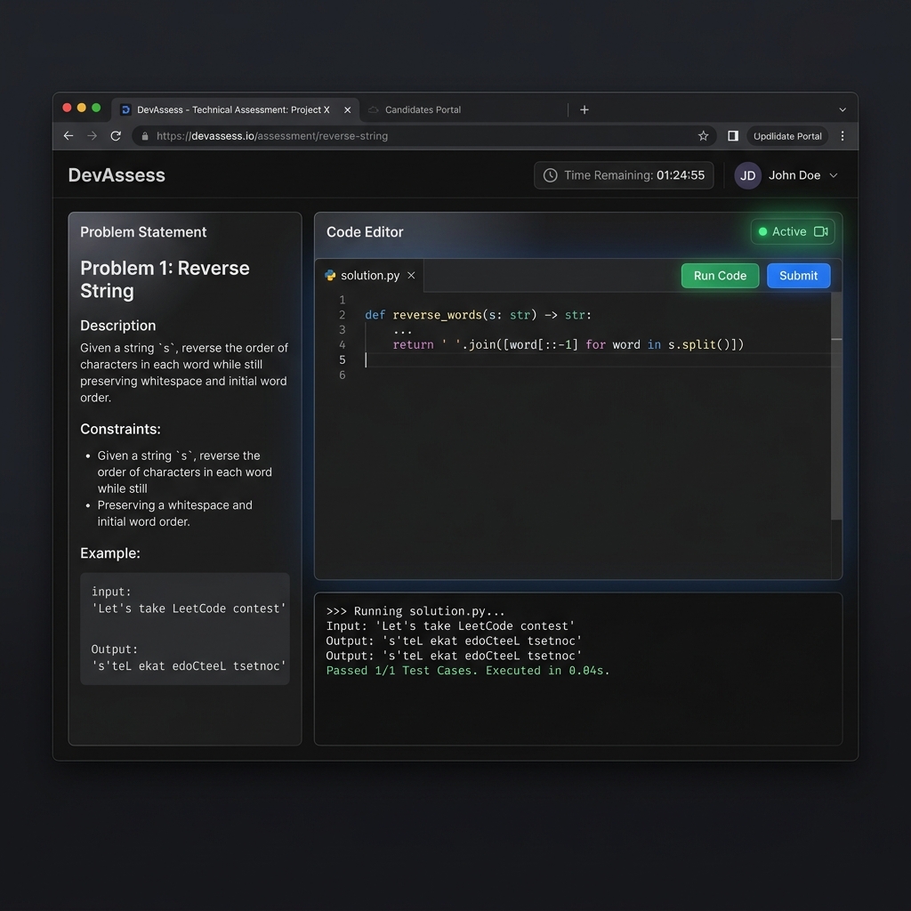 Secure Candidate Coding Portal Preview